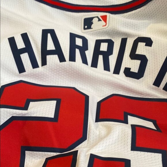 White Braves Baseball Jersey Harris Il. - Picture 9 of 9